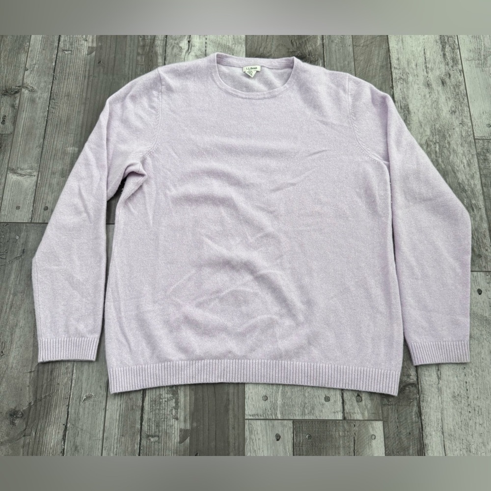 LL Bean Sweater Womens Medium Purple Classic Cashmere Crewneck Pullover Cozy